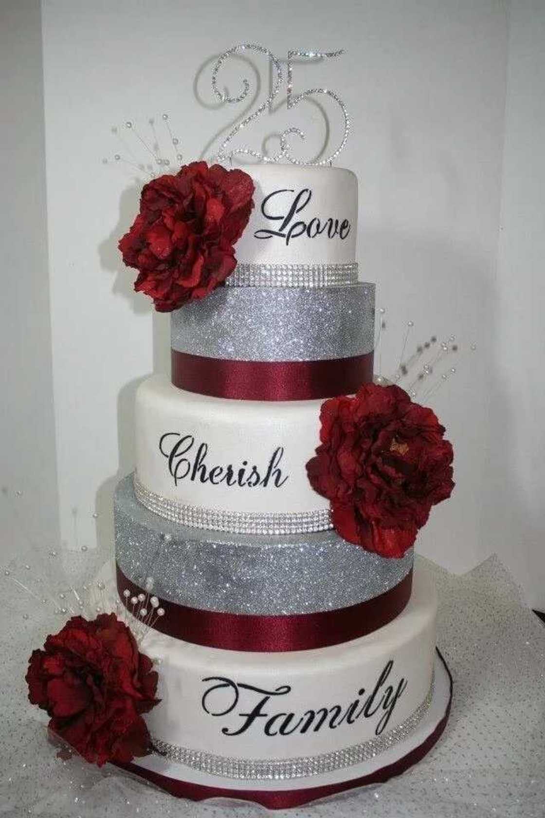 Wedding silver anniversary cake with names Wedding silver anniversary cake with names
