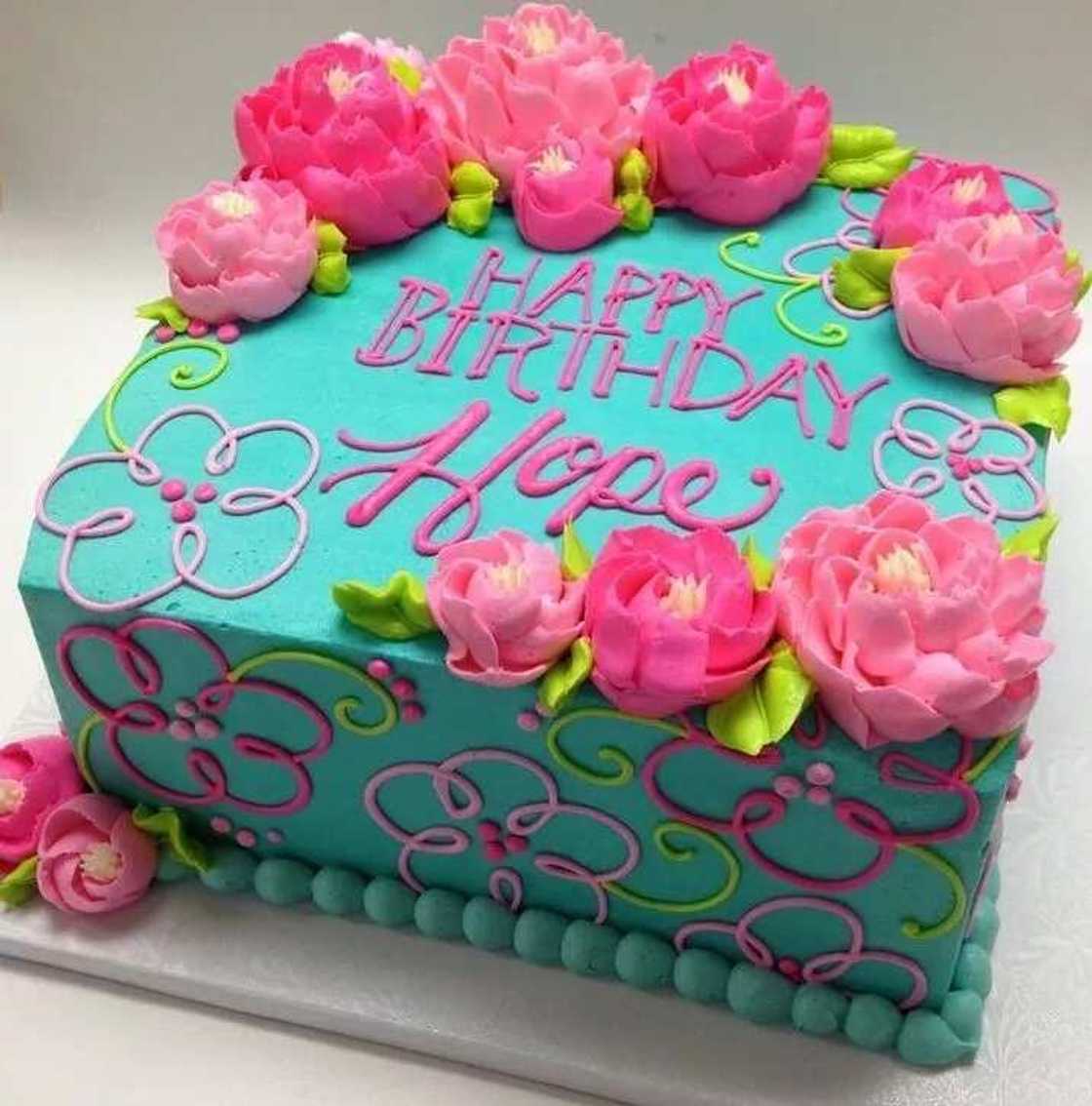 Beautiful birthday cakes for ladies with name and peonies