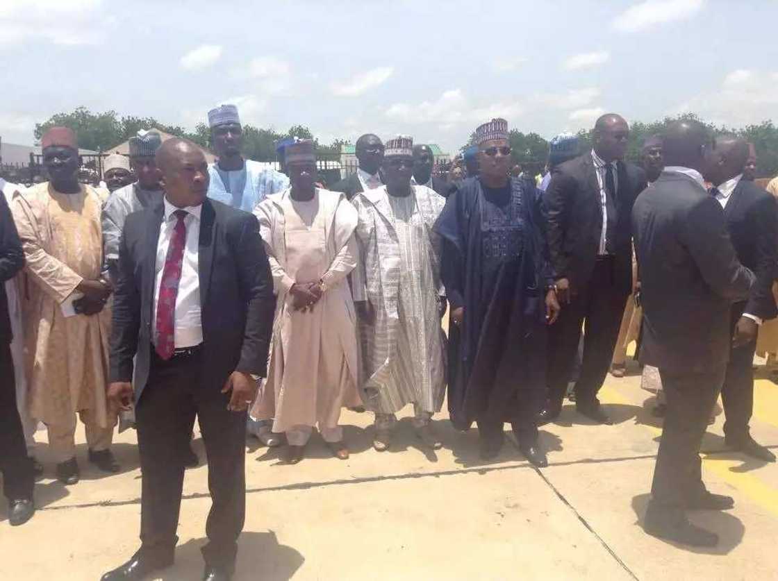 (Photos) Saraki, Senators Land Maiduguri