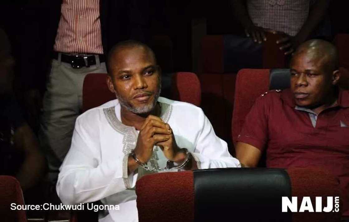 Photos: Kanu in court, refuses to let his handcuffs be removed Photos: Kanu in court, refuses to let his handcuffs be removed