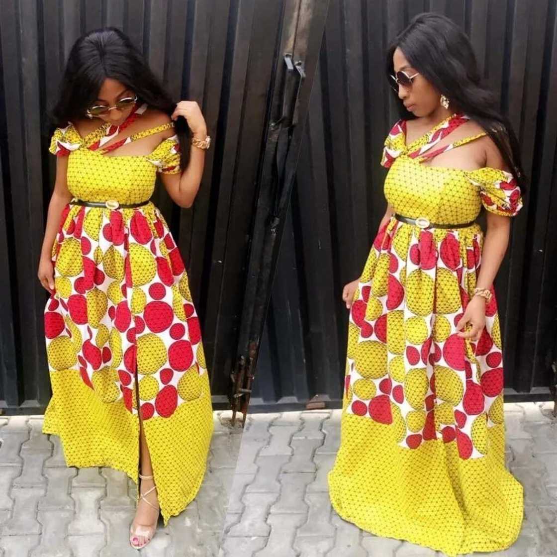 Ankara gown with overstated waist