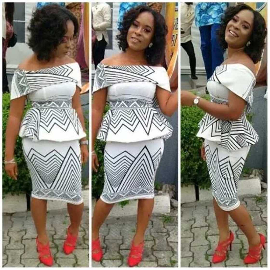 Short Ankara peplum dresses with geometric pattern 2017 Short Ankara peplum dresses with geometric pattern 2017
