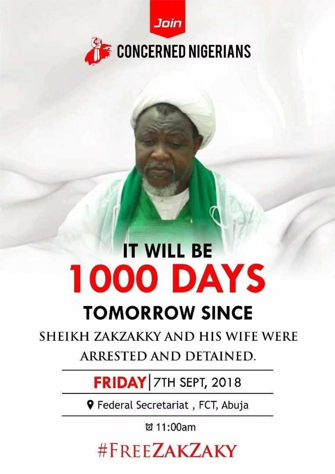 An cika kwana 1000 da Gwamnatin Najeriya ta cafke Zakzaky