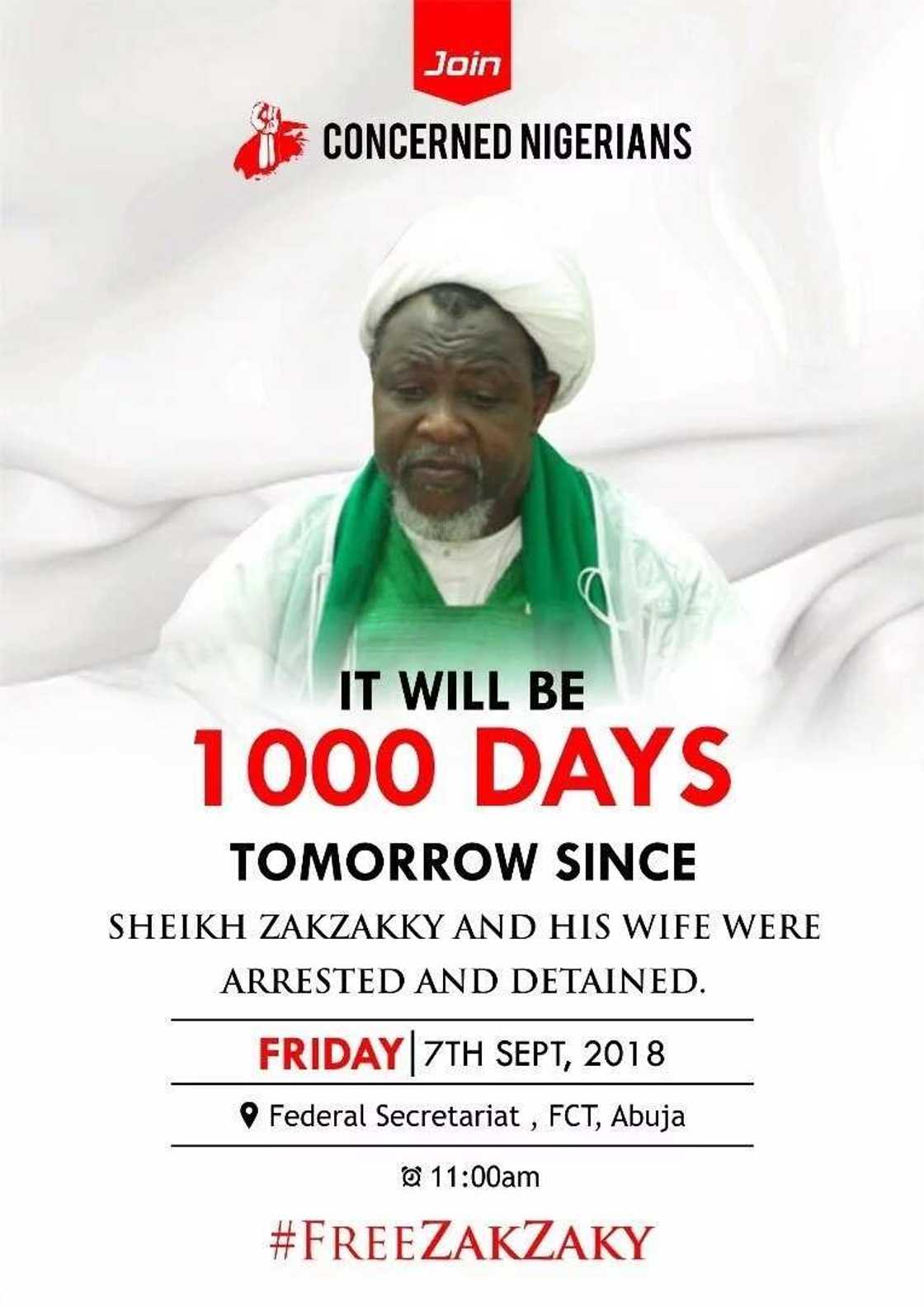 An cika kwana 1000 da Gwamnatin Najeriya ta cafke Zakzaky An cika kwana 1000 da Gwamnatin Najeriya ta cafke Zakzaky