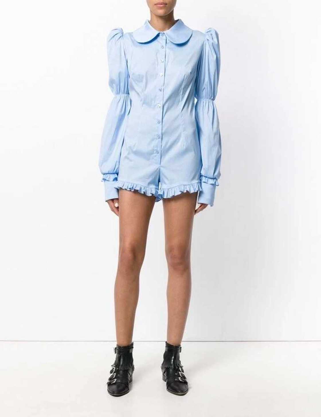 Short blue jumpsuit with frills Short blue jumpsuit with frills