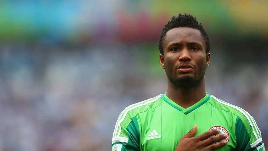 Nigerian John Obi Mikel during anthem Nigerian John Obi Mikel during anthem