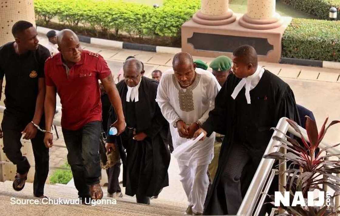 Photos: Kanu in court, refuses to let his handcuffs be removed Photos: Kanu in court, refuses to let his handcuffs be removed
