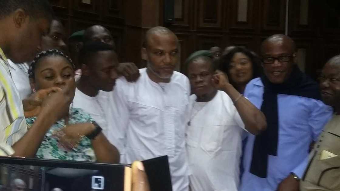 Nnamdi kanu, mother and supporters appear in court today (video) Nnamdi kanu, mother and supporters appear in court today (video)