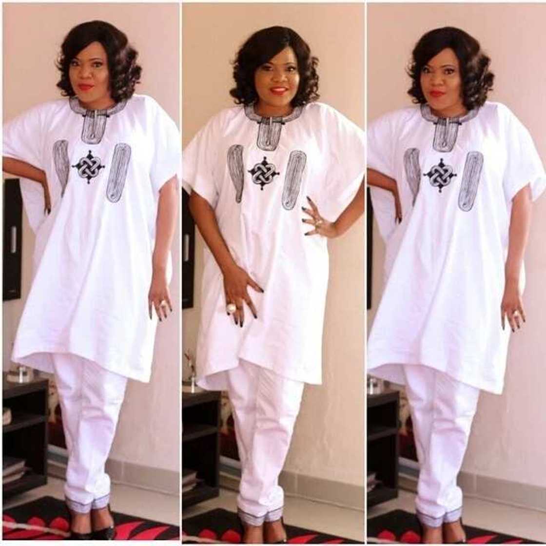 White Agbada style for plus size ladies White Agbada style for plus size ladies