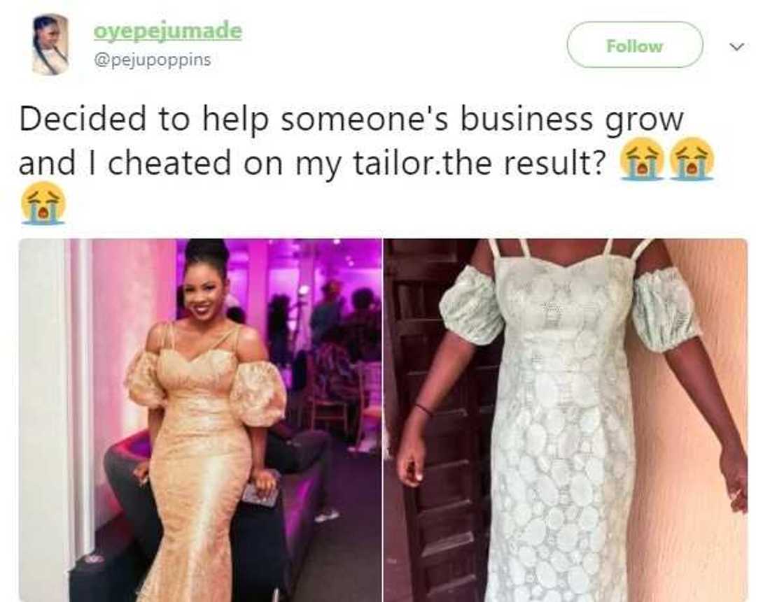 What I asked for vs what the tailor made - Lady shares her bad experience with a Nigerian tailor (photo) What I asked for vs what the tailor made - Lady shares her bad experience with a Nigerian tailor (photo)