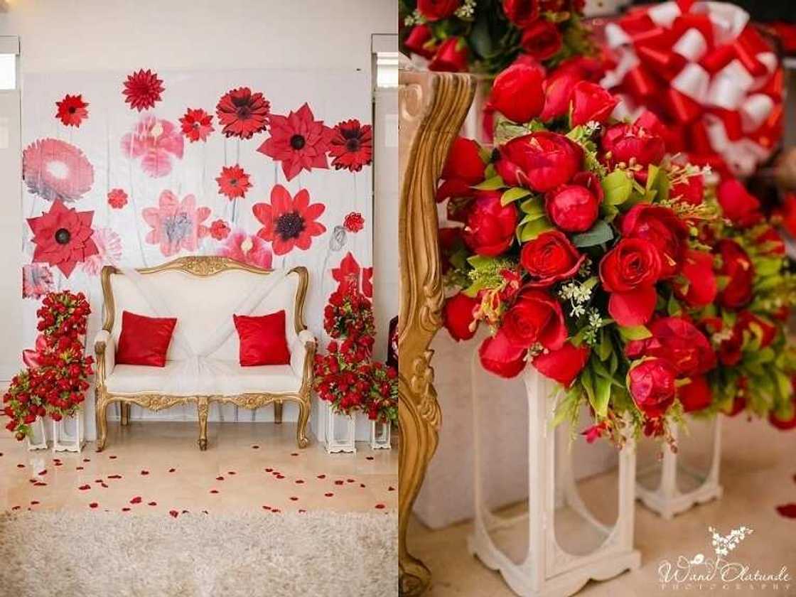 Red roses at Yoruba wedding