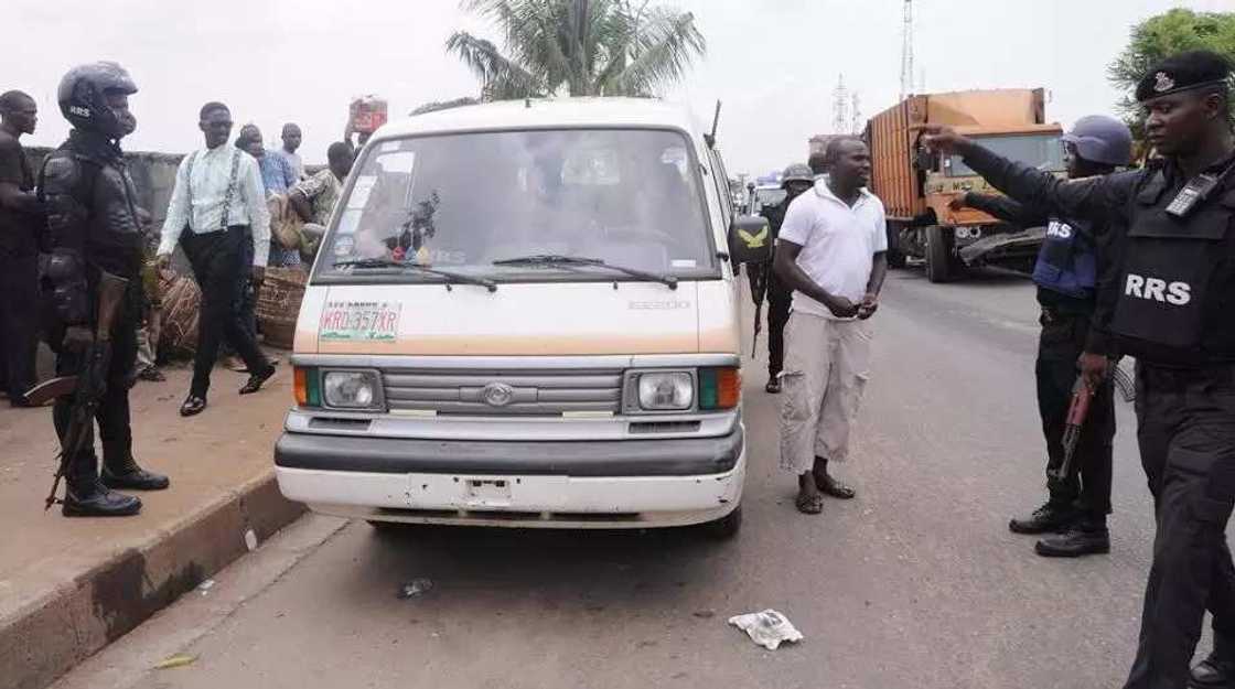 Police maintains law and order at Ojota pedestrian bridge