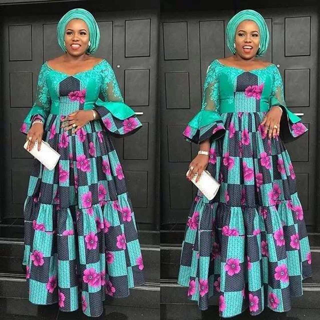Long festive gown with lace decor Long festive gown with lace decor