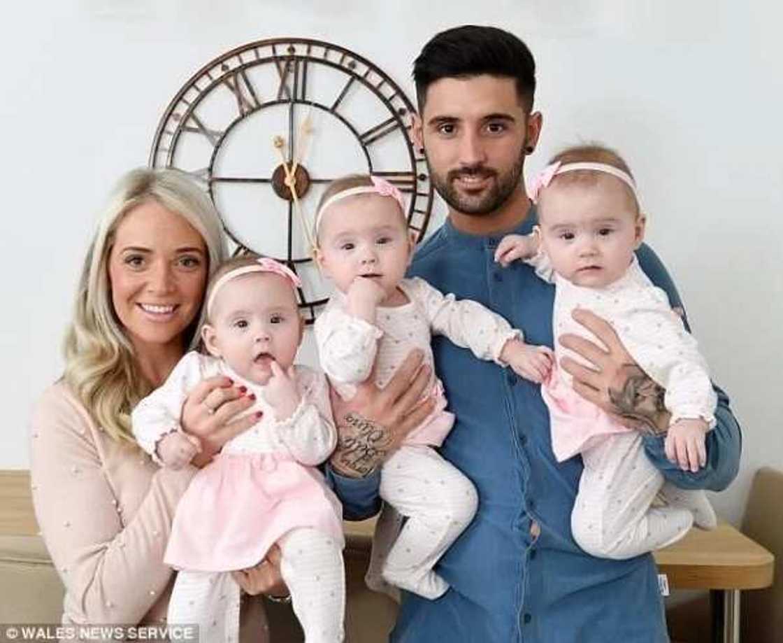 Oyinbo couple naturally conceives, welcomes identical triplet girls in UK (photos) Oyinbo couple naturally conceives, welcomes identical triplet girls in UK (photos)
