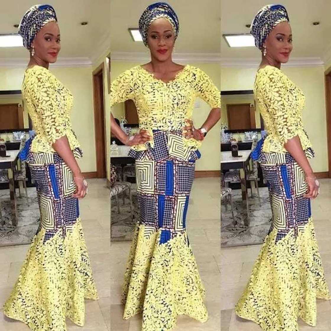 Ankara dress with yellow lace Ankara dress with yellow lace