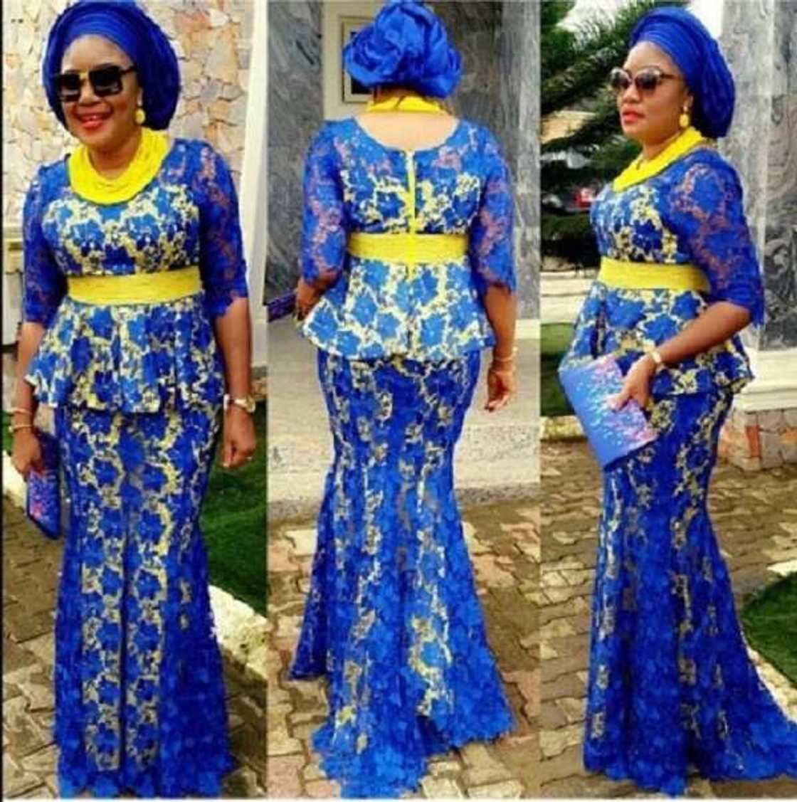 Yellow and blue Aso Ebi