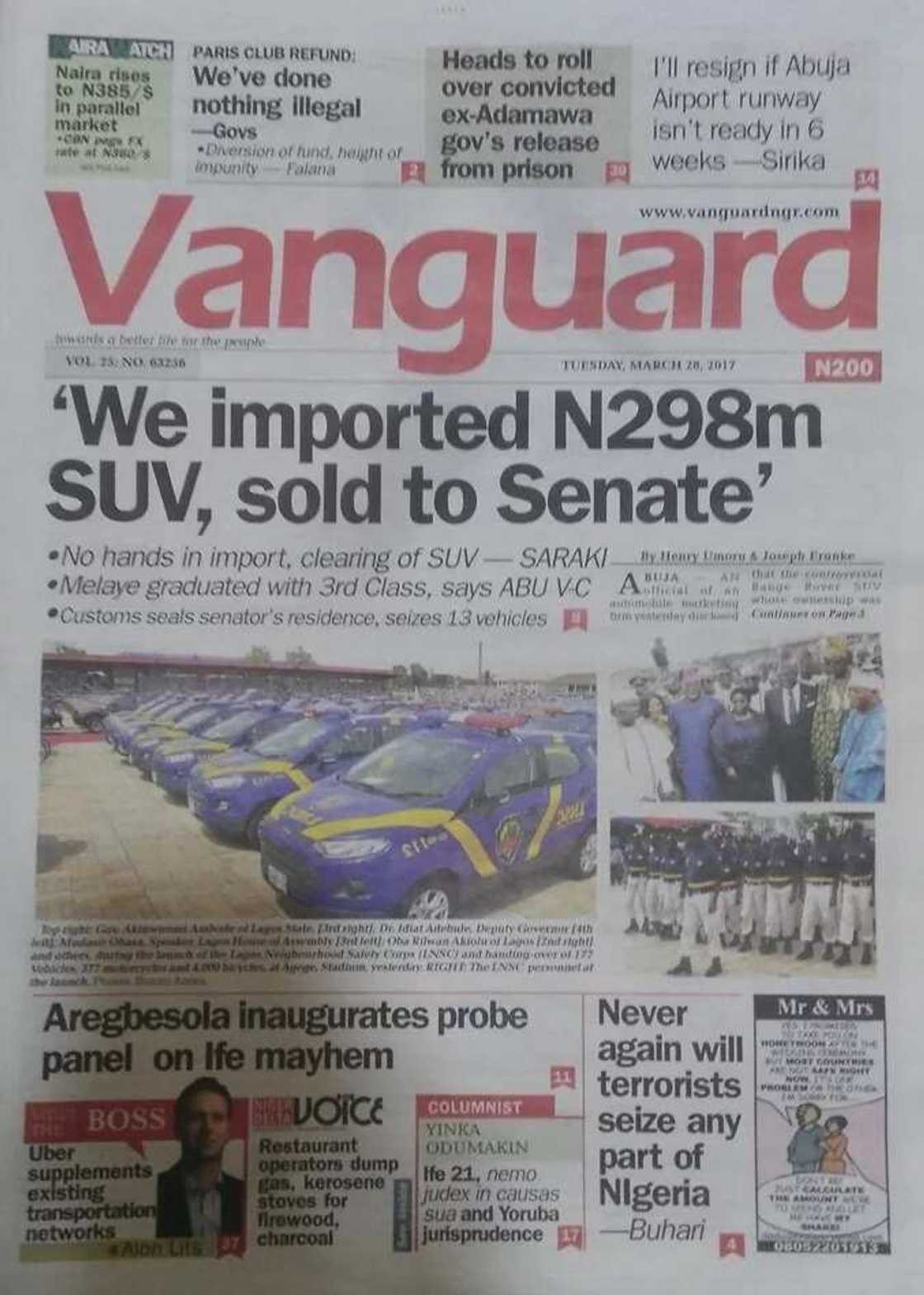 Newspaper review: Governor diverts N500m refund to repay his loan Newspaper review: Governor diverts N500m refund to repay his loan