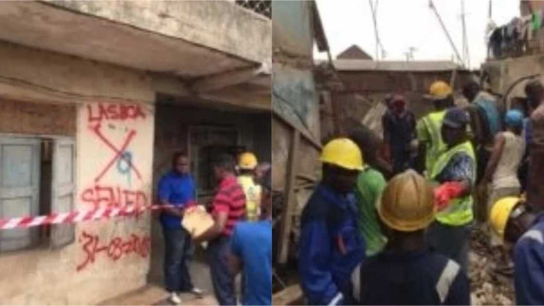 Two dead as a storey-building collapses in Lagos (photos) Two dead as a storey-building collapses in Lagos (photos)