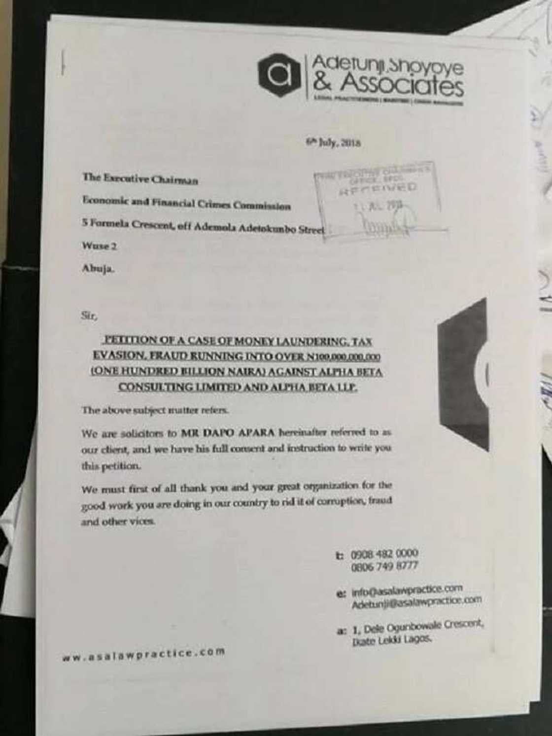 Asirin wani kamfanin tsohon Gwamnan Legas Tinubu ya fara tonuwa Asirin wani kamfanin tsohon Gwamnan Legas Tinubu ya fara tonuwa