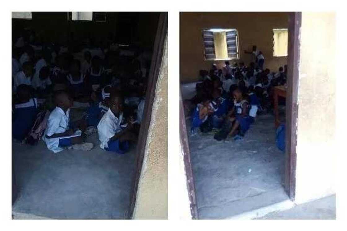 National shame? Primary school pupils of oil rich Nigerian state allegedly sit on bare floor for lecture