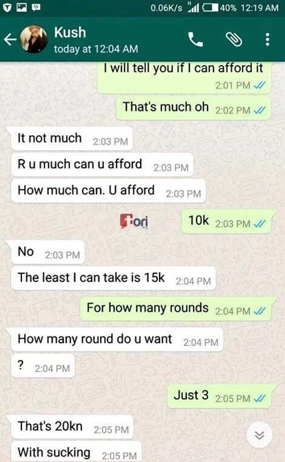 See this leaked conversation between a runs girl and a client