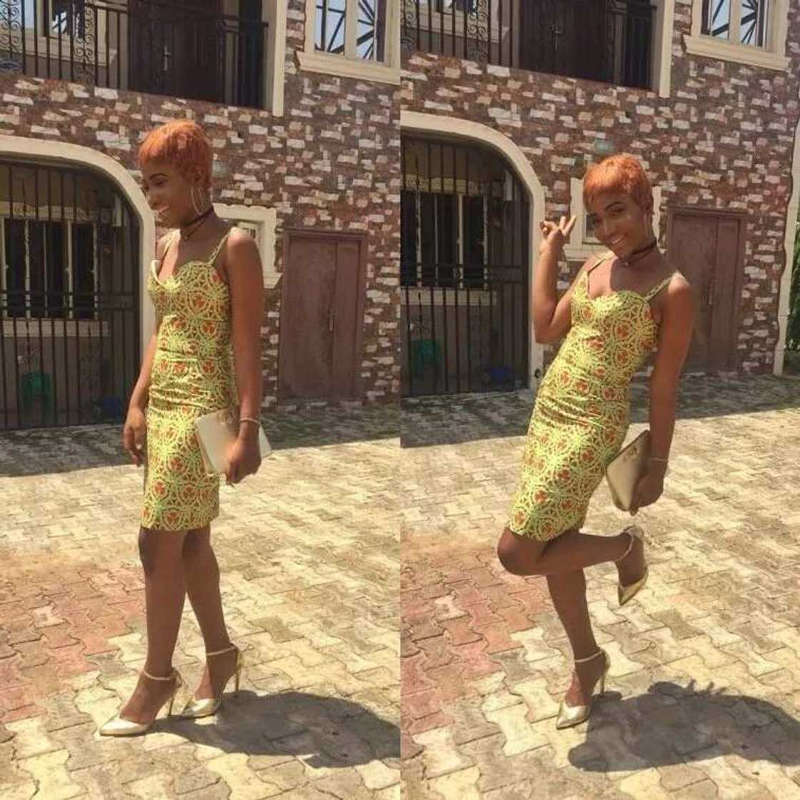 Ankara short pencil gown with a clutch