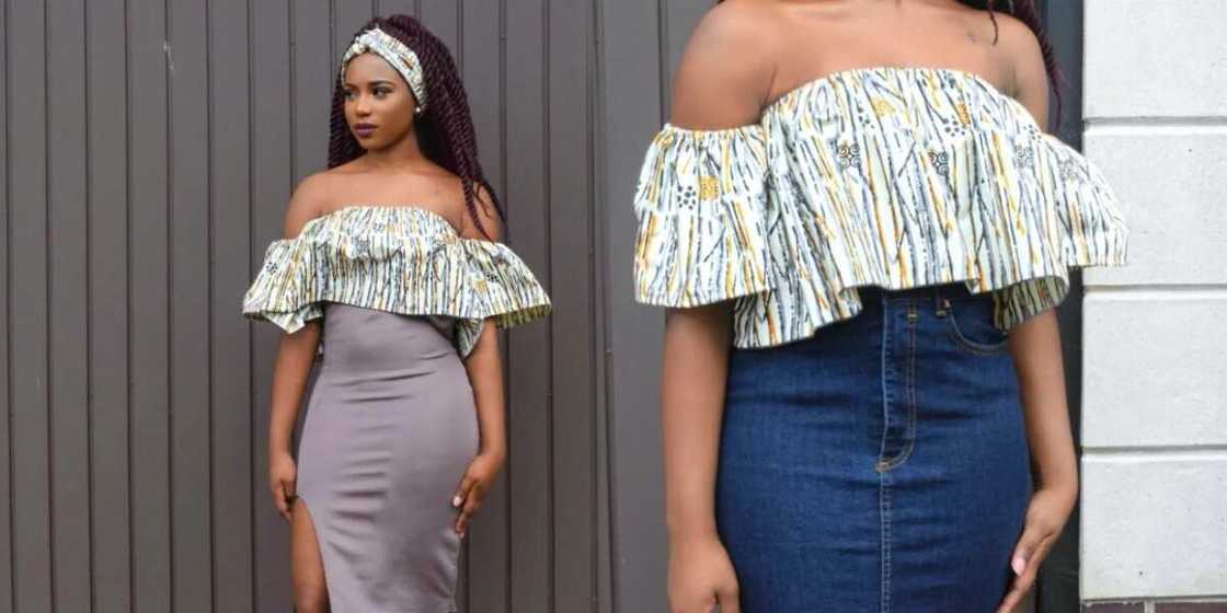 Ankara crop top with pastel pattern