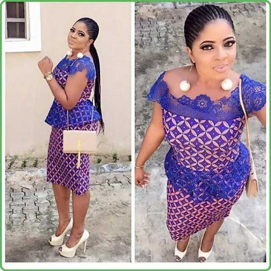 Nigerian blouse style with lace trim Nigerian blouse style with lace trim