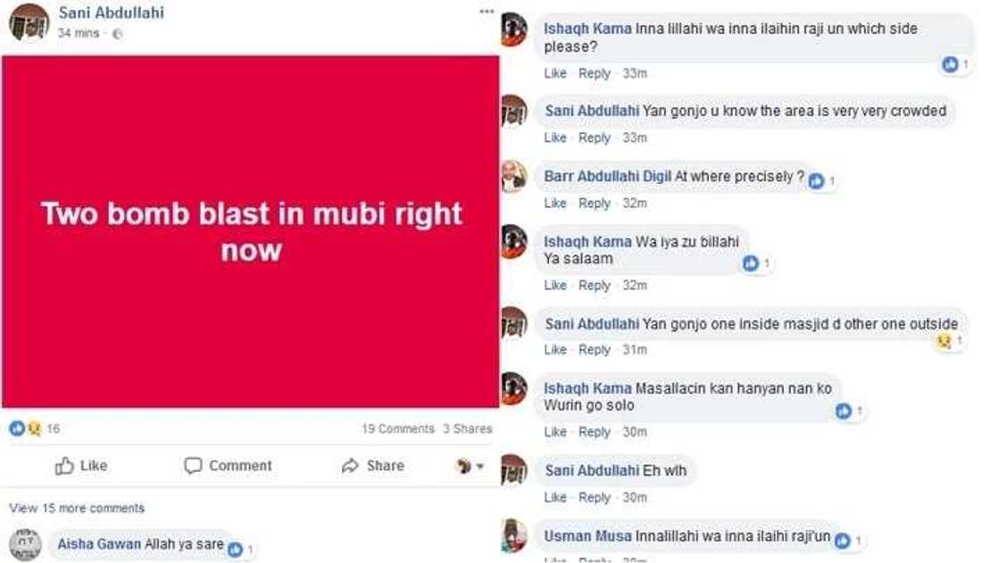 Innalillahi wa inna ilaihi rajiun: An samu tashin bama bamai a garin Mubi Innalillahi wa inna ilaihi rajiun: An samu tashin bama bamai a garin Mubi