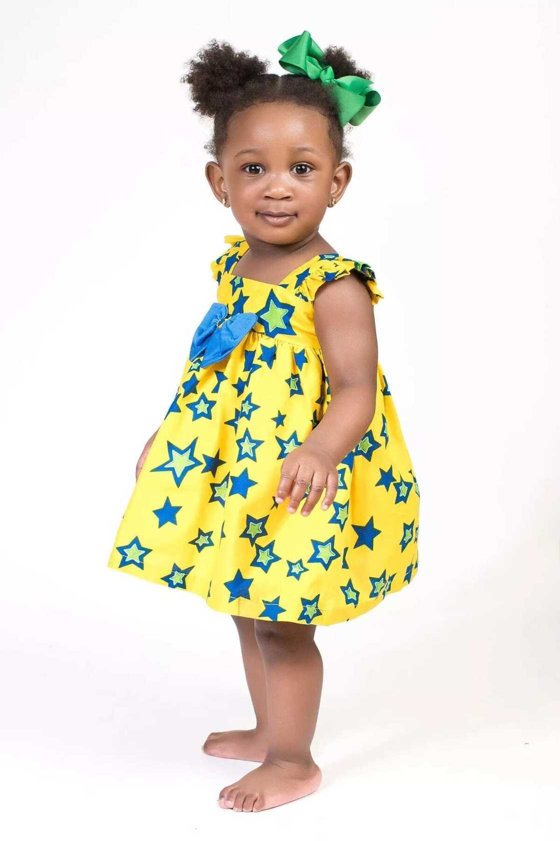 Ankara yellow and blue dress for baby girl