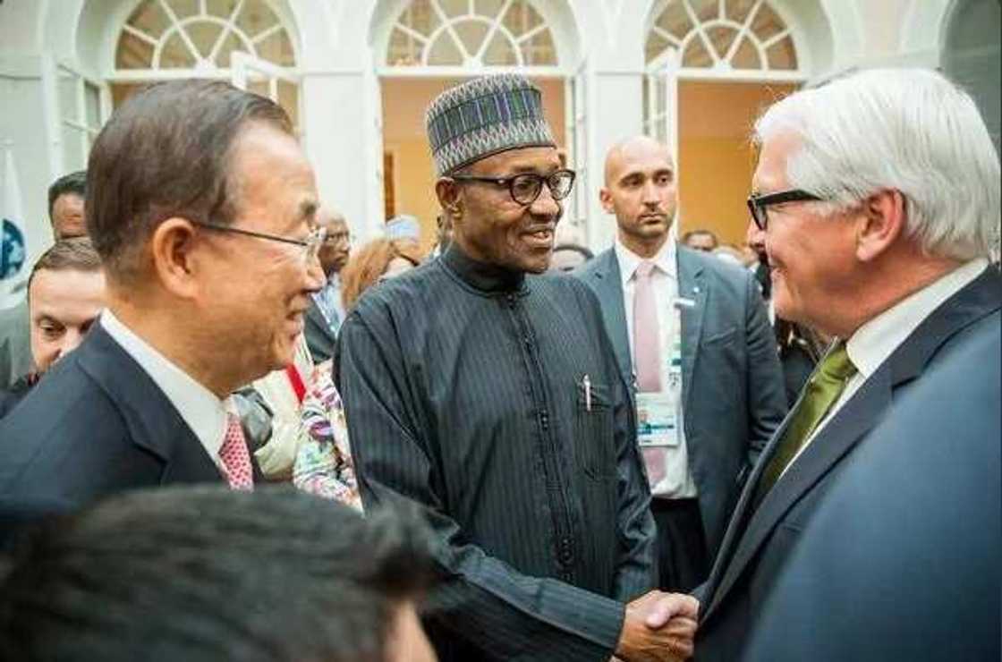 President Buhari Chats With UN Secretary, German Minister President Buhari Chats With UN Secretary, German Minister
