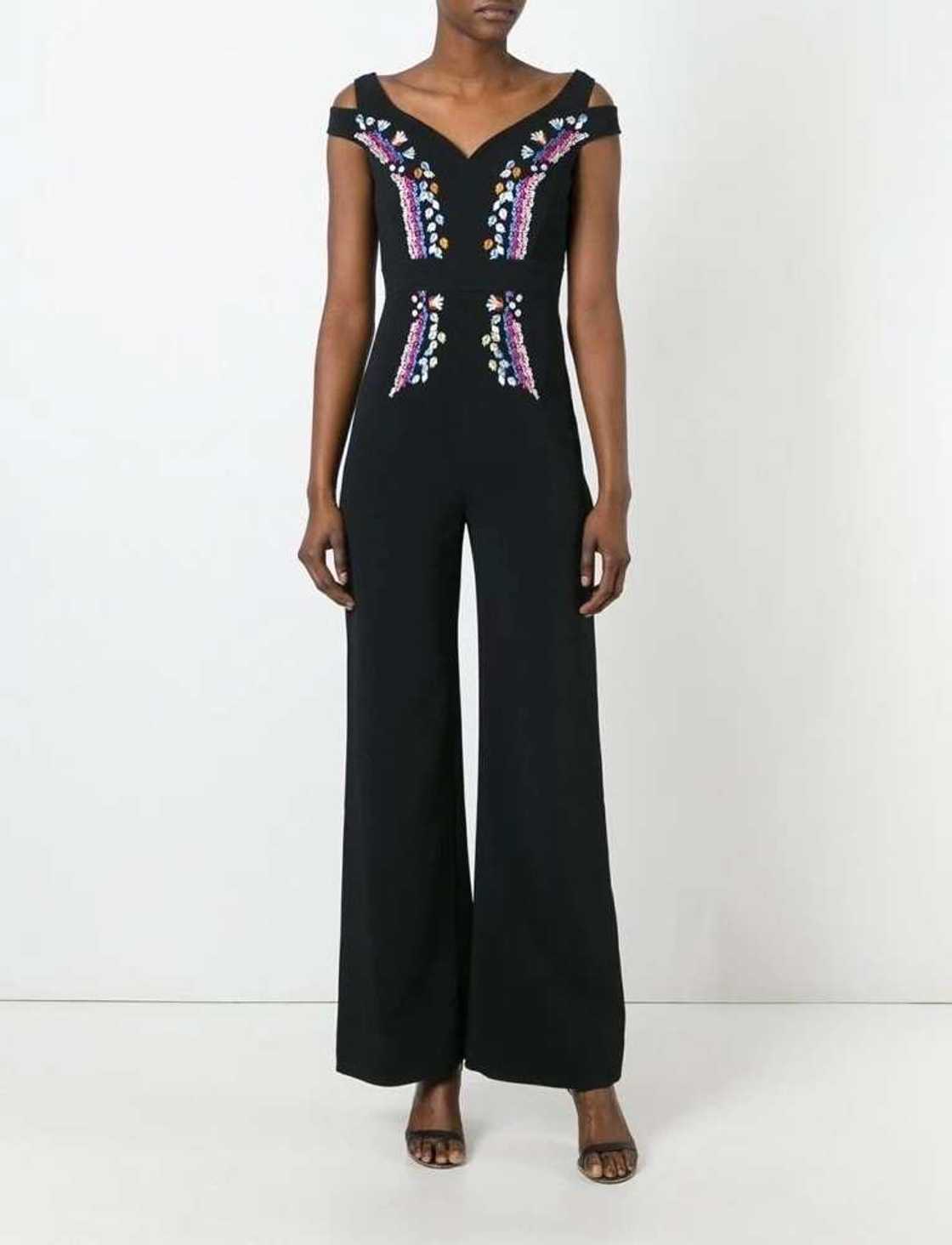 Black jumpsuit with embroidery