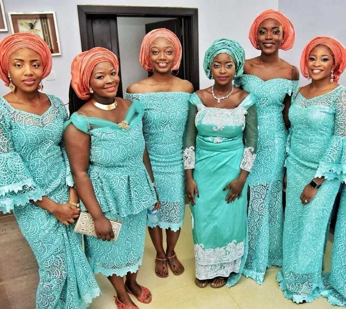 Mint green and peach Aso Ebi 1