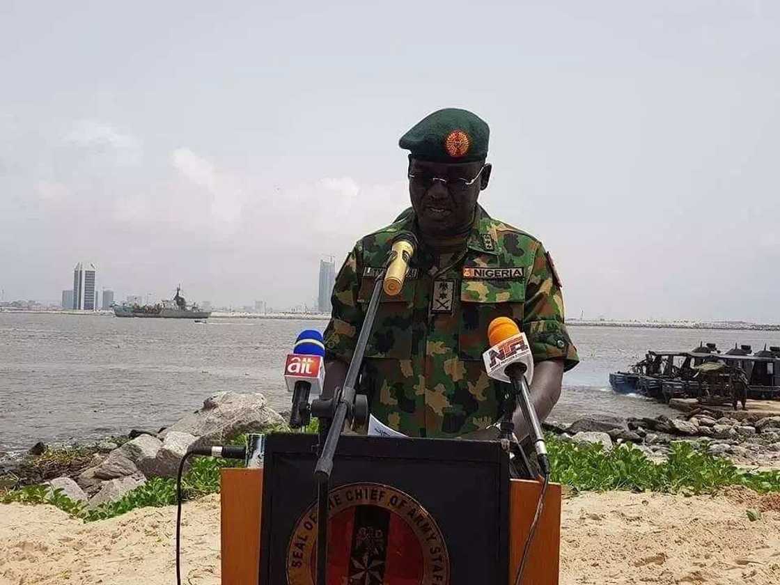Lieutenant General Tukur Yusuf Buratai arrived Takwa Bay Island, Lagos state to flag off of exercise CROCODILE SMILE II at the Tactical Headquarters of 81 Division Nigerian army in the state. Photo credit: Instagram, BuharSallau Lieutenant General Tukur Yusuf Buratai arrived Takwa Bay Island, Lagos state to flag off of exercise CROCODILE SMILE II at the Tactical Headquarters of 81 Division Nigerian army in the state. Photo credit: Instagram, BuharSallau