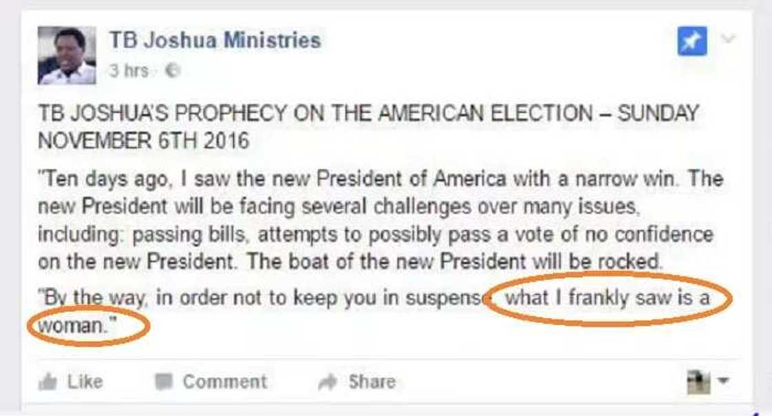 Nigerians blast TB Joshua over US election prediction Nigerians blast TB Joshua over US election prediction