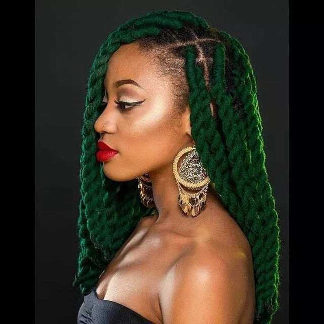 Green chunky braids Green chunky braids