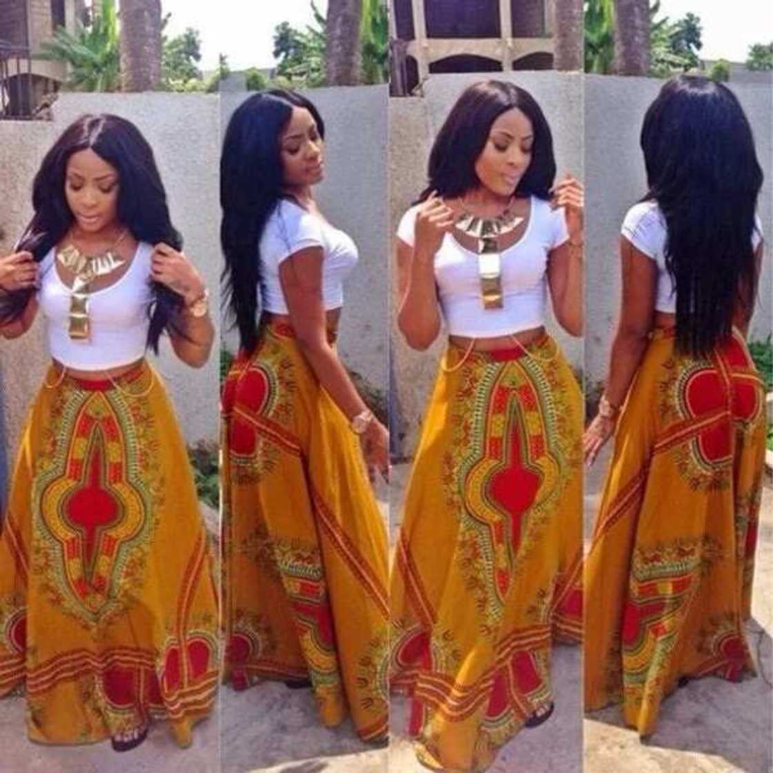 Ankara crop top and maxi skirt styles Ankara crop top and maxi skirt styles