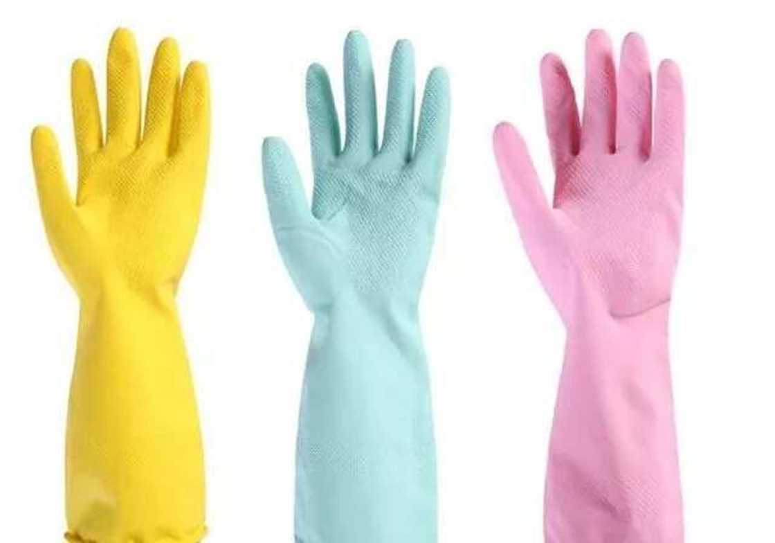 Gloves to protect skin while making liquid soap for bathing