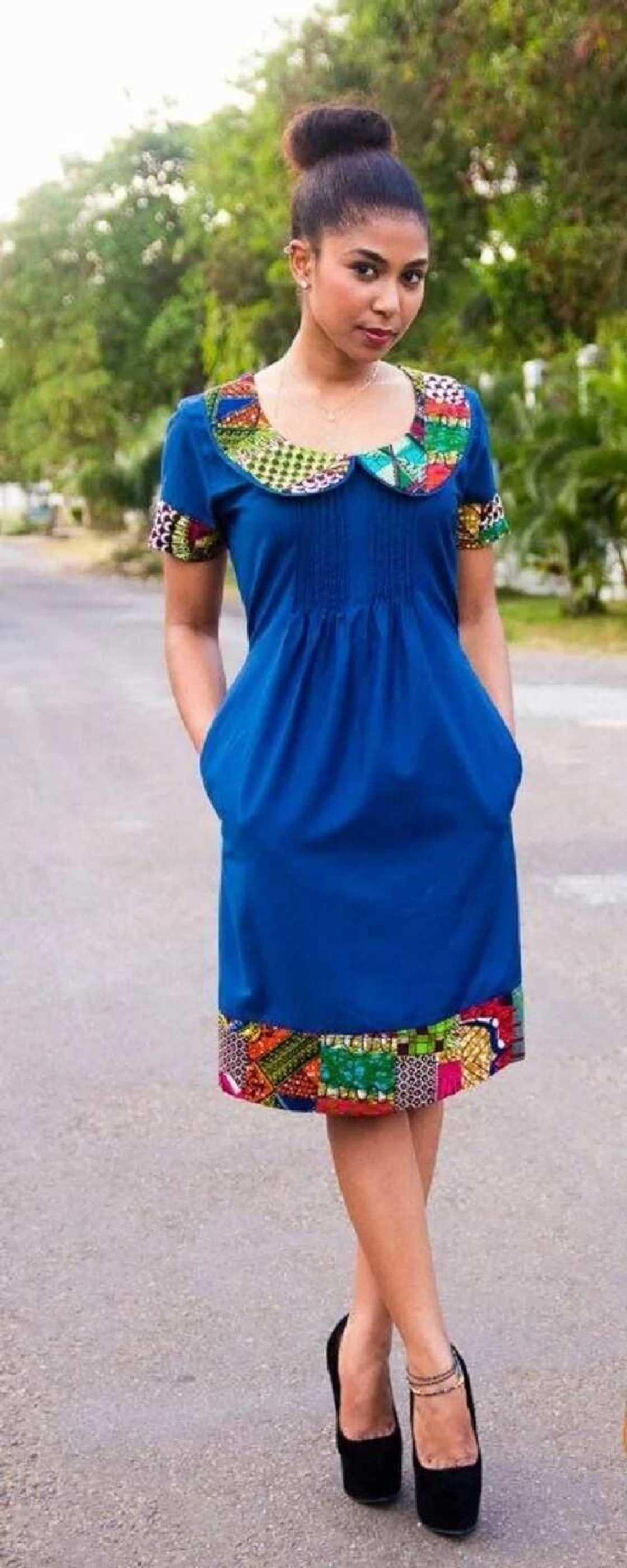 Chiffon dresses with Ankara for office Chiffon dresses with Ankara for office