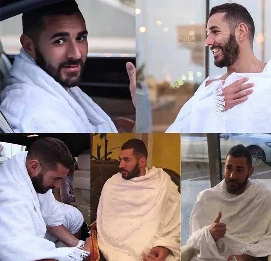 Benzema yayin dayake gudanar da aikin Hajji Benzema yayin dayake gudanar da aikin Hajji
