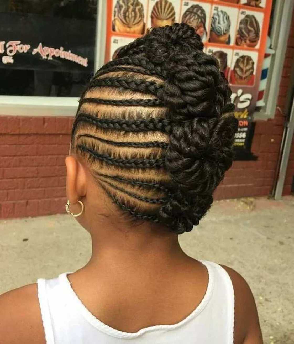 Little bride hairdo with braids and twists