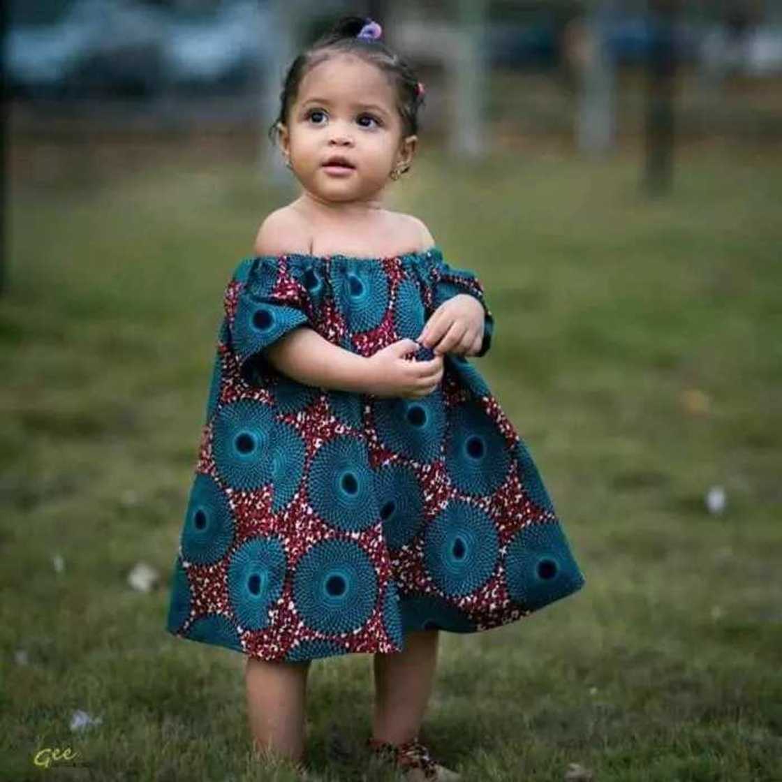 Ankara gown with open shoulders for baby girl