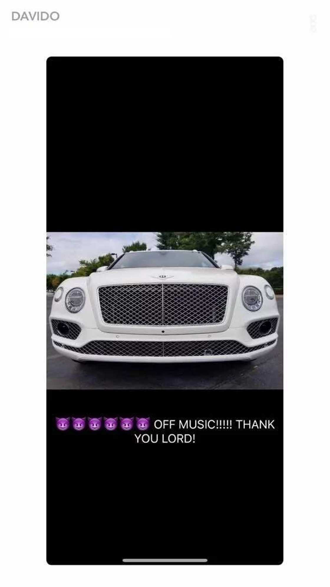 Davido acquires a Bentley Bentyaga worth N94m