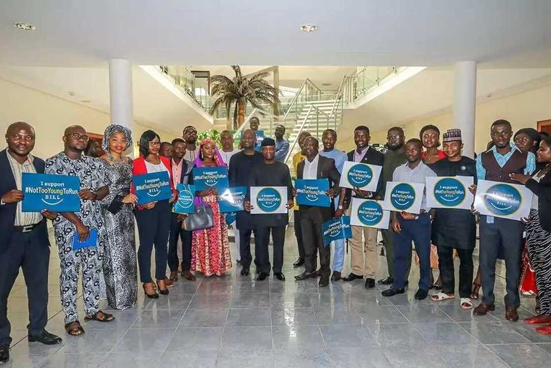 Not Too Young To Run movement visits Osinbajo, seek presidential nod to age reduction bill Not Too Young To Run movement visits Osinbajo, seek presidential nod to age reduction bill