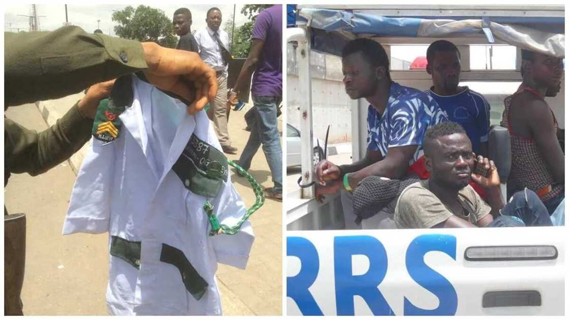 NURTW member publicly disowns uniform to escape RRS arrest in Lagos (photos) NURTW member publicly disowns uniform to escape RRS arrest in Lagos (photos)