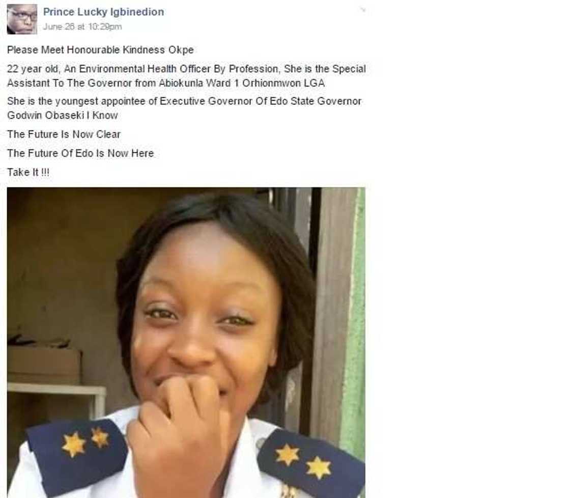 Meet 22-year-old SSA to Edo state governor (Photos) Meet 22-year-old SSA to Edo state governor (Photos)