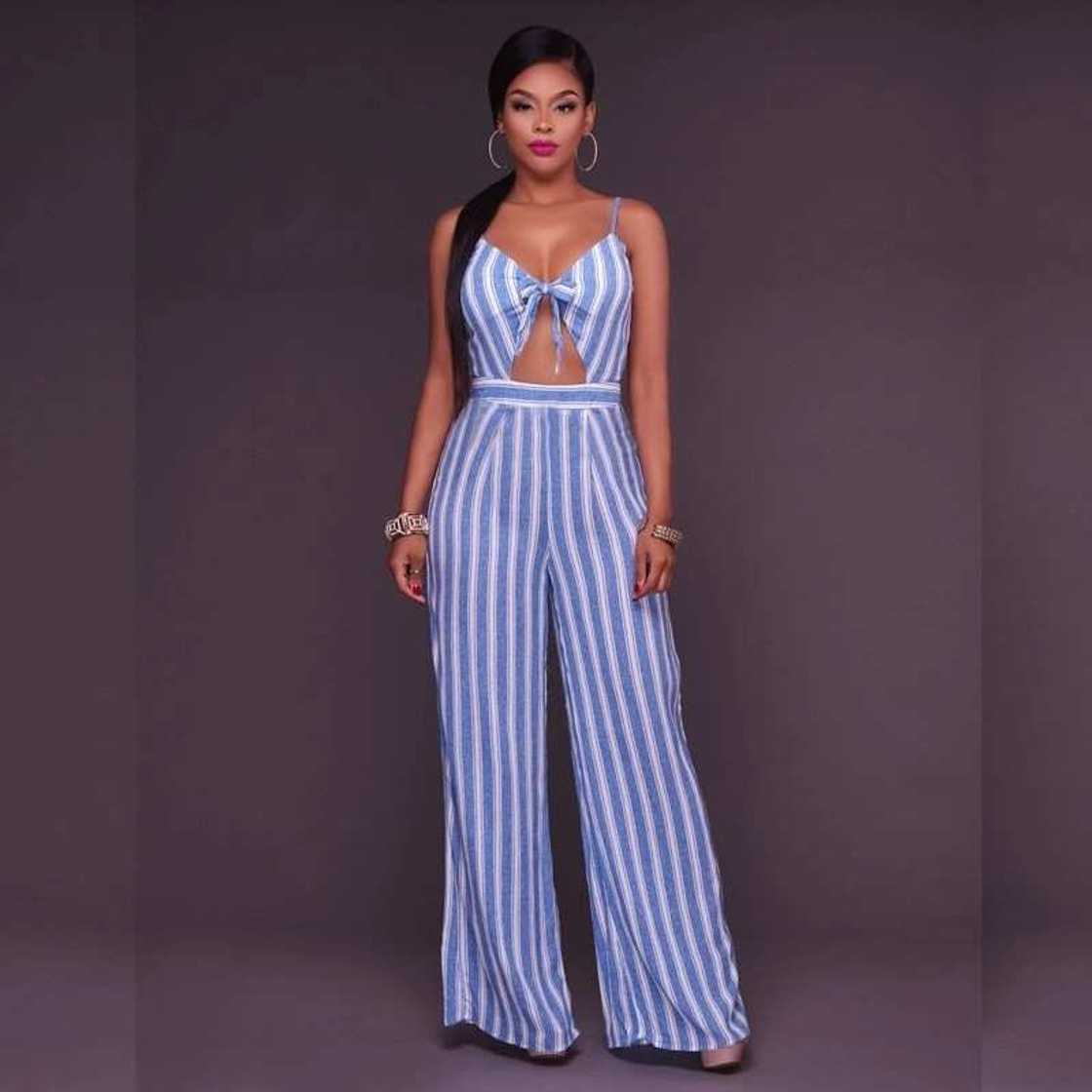 Blue and white jumpsuit with a top Blue and white jumpsuit with a top