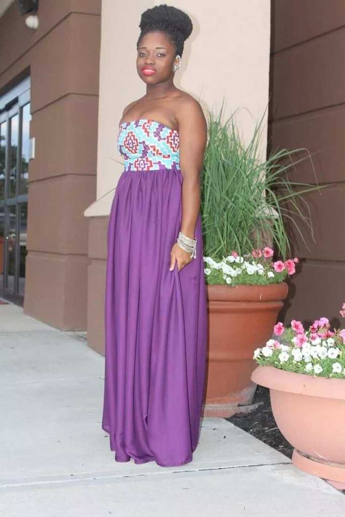 Ankara flowing dresses with chiffon Ankara flowing dresses with chiffon