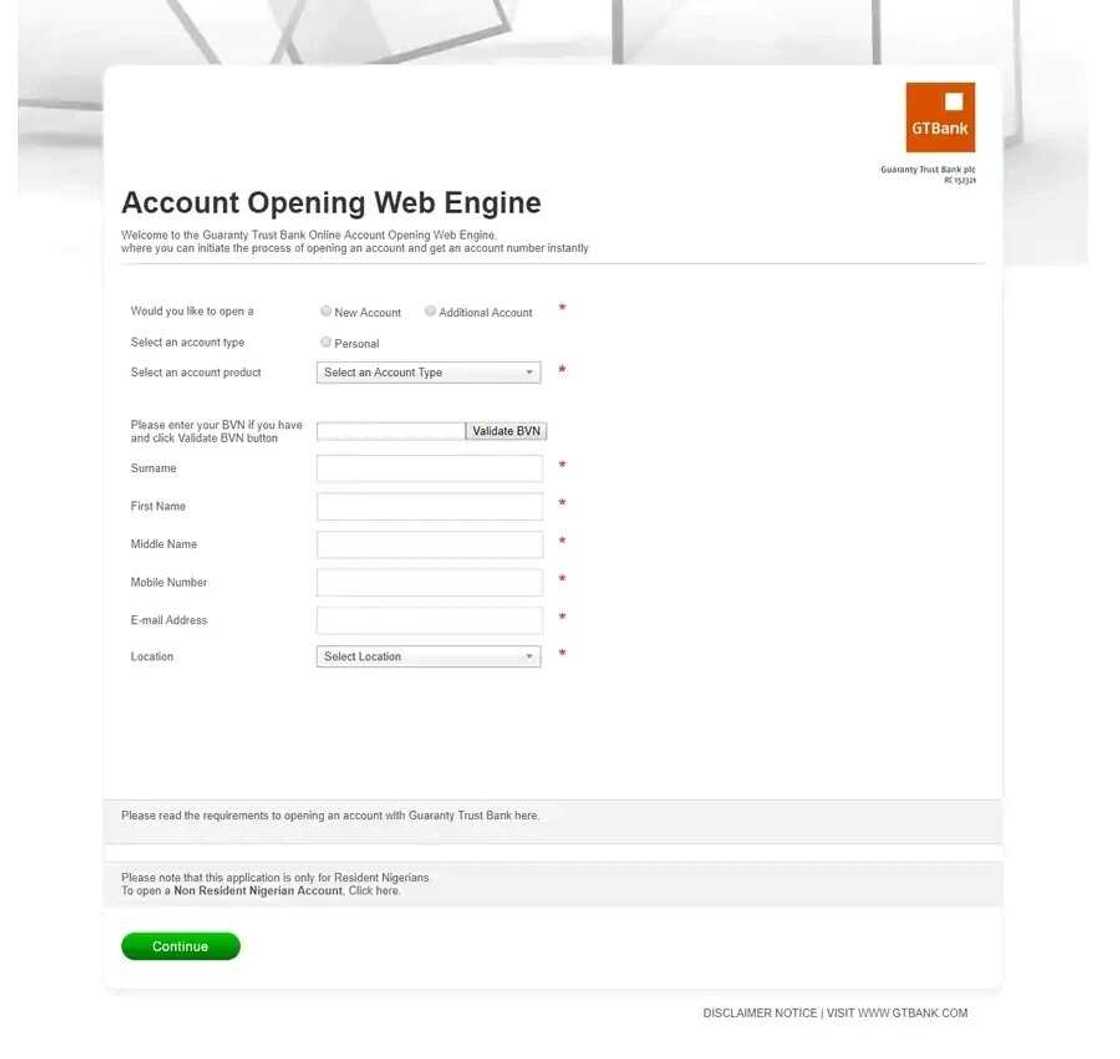 GTB account opening engine