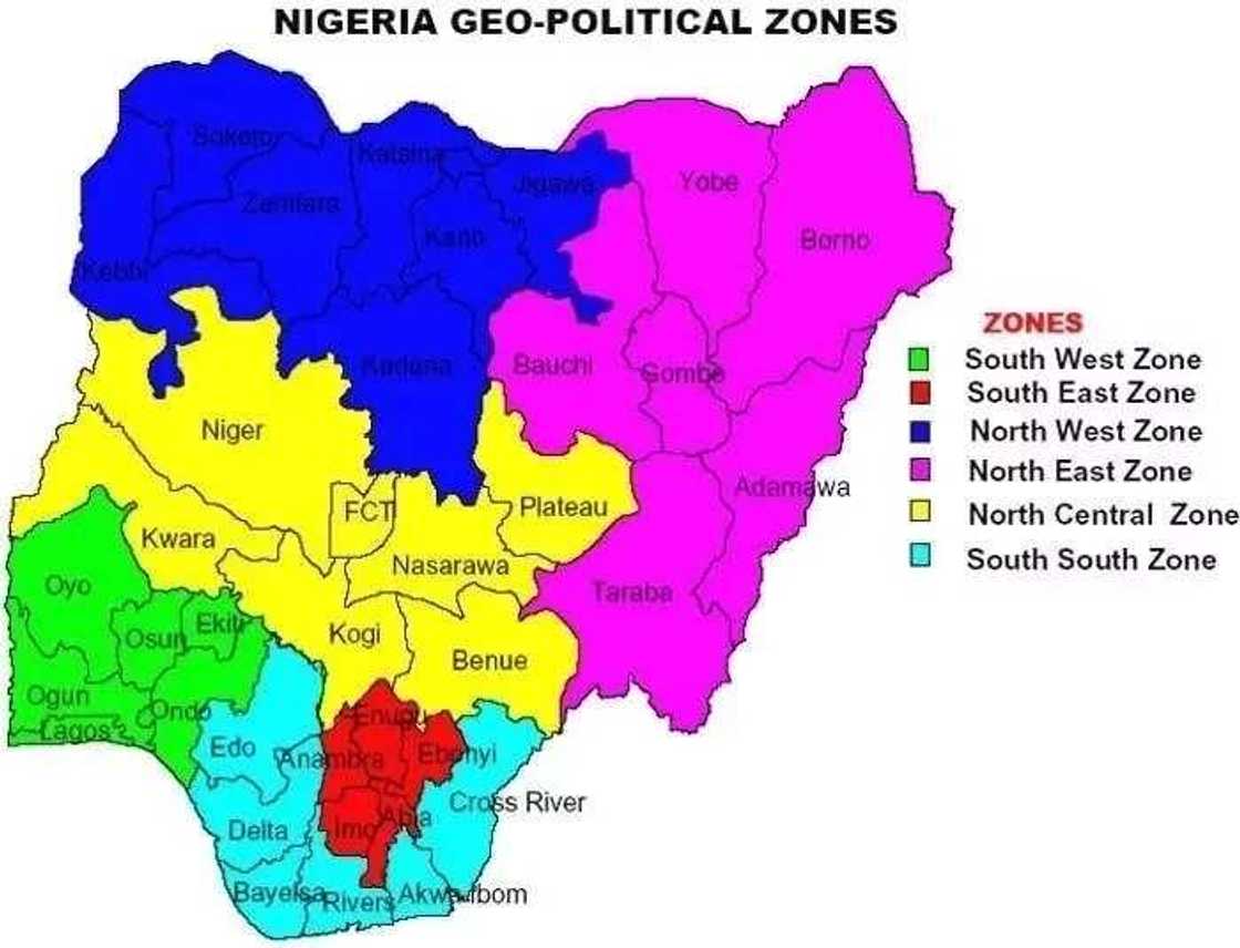 Map of Nigeria showing geopolitical zones Map of Nigeria showing geopolitical zones